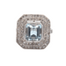 Ring 59 Platinum Ring Aquamarine double surround Diamonds 58 Facettes 25078