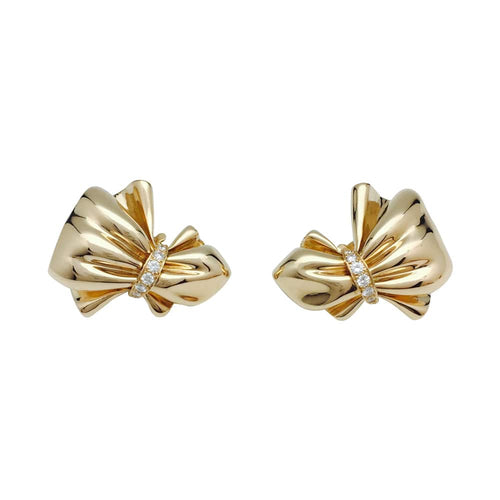 Boucles d'oreilles Boucles d'oreilles Van Cleef & Arpels "Noeud" en or jaune et diamants. 58 Facettes 28136