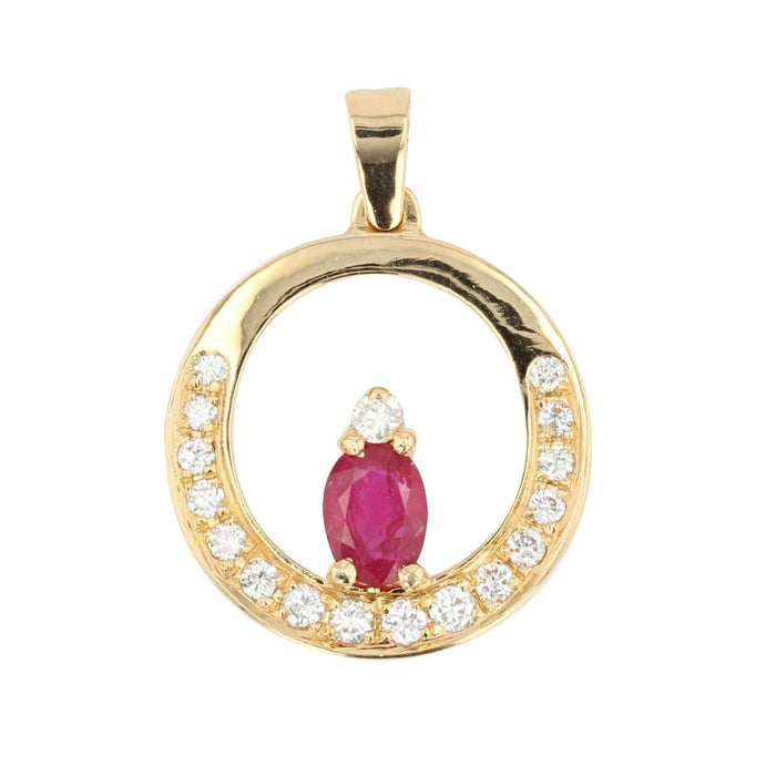 Pendentif Pendentif rubis diamants or jaune et sa chaine 58 Facettes 21-344