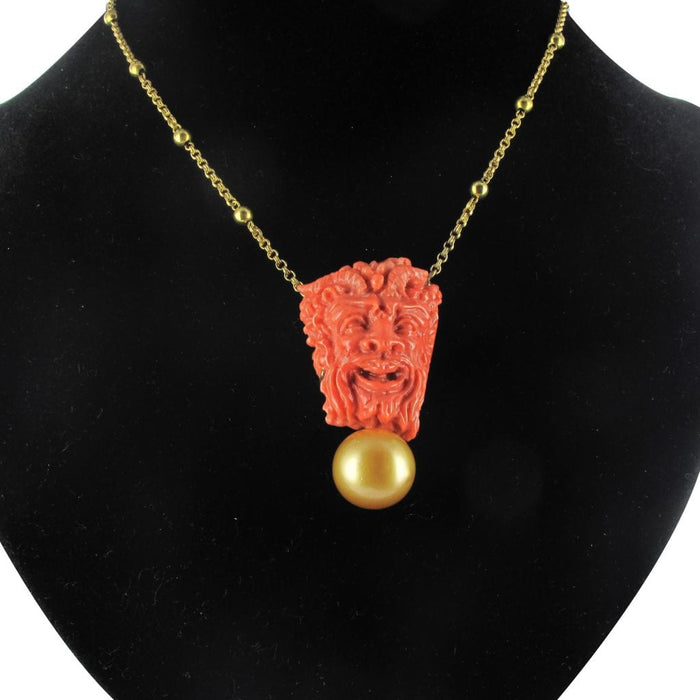 Collier Collier camée corail, perle gold et perles d'or 58 Facettes 16-236