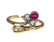 Bague 58 Bague Or jaune Diamants Pierre rouge 58 Facettes AB279