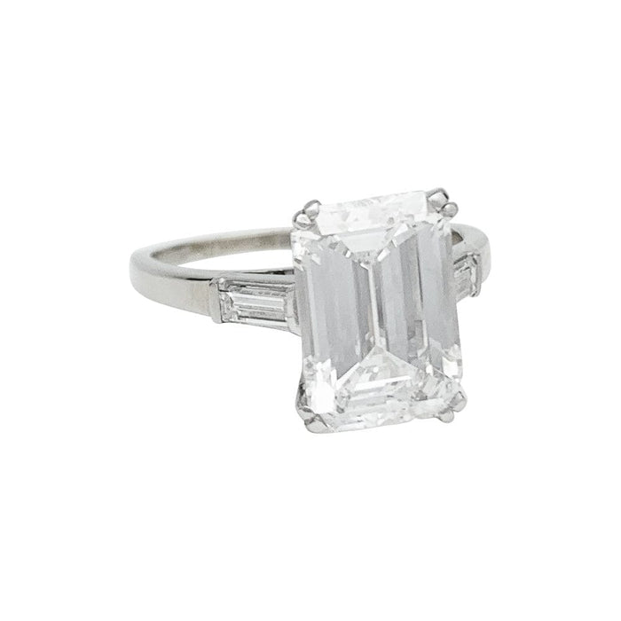 Bague 56 Solitaire diamant taille émeraude 3,82 carats, or et platine. 58 Facettes 30492
