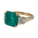 Ring 51 Emerald ring 4,41 cts yellow gold, baguette diamonds. 58 Facettes 28974