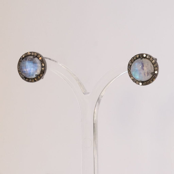 Boucles d'oreilles Puces d'oreilles pierres de lune et diamants 58 Facettes 18-335