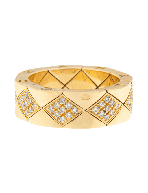 Bague 50 Chanel - Bague Matelassée en or jaune et diamants 58 Facettes