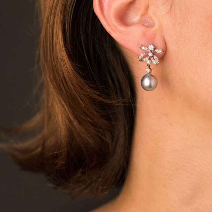 Boucles d'oreilles Boucles d'oreilles Perle grise et diamants 58 Facettes G30-7401748