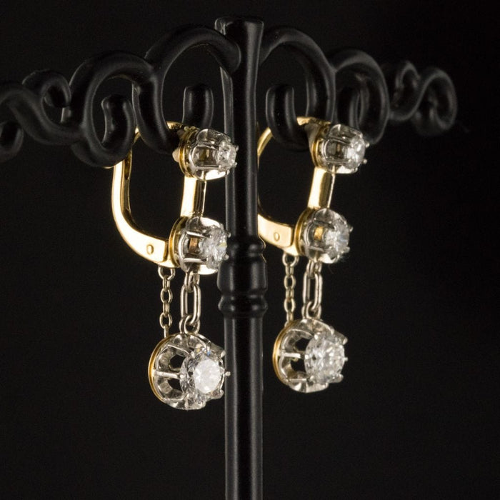 Boucles d'oreilles Boucles d'oreilles trembleuses diamants 19ème siècle 58 Facettes 18-145