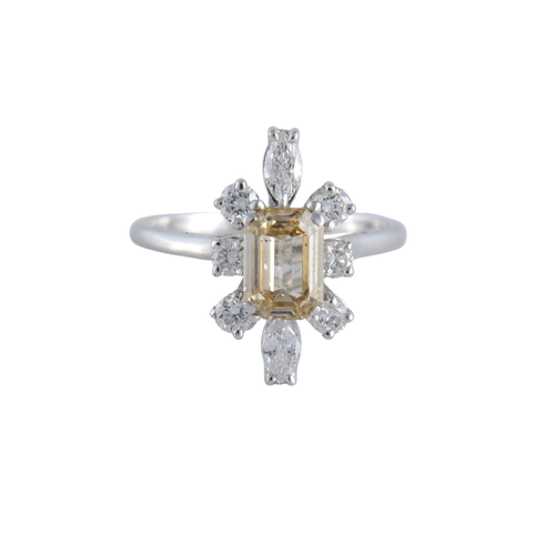 Bague 55 Solitaire diamant couleur naturelle 58 Facettes