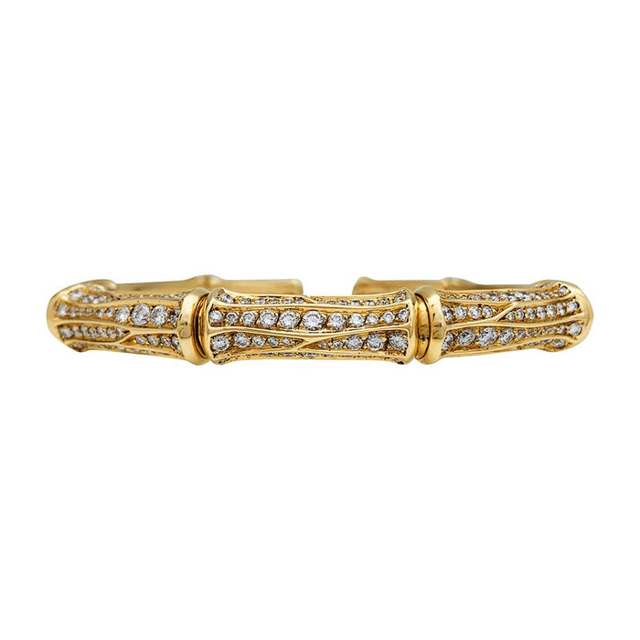 Bracelet Bracelet Cartier, "Bamboo", or jaune, diamants. 58 Facettes 30114