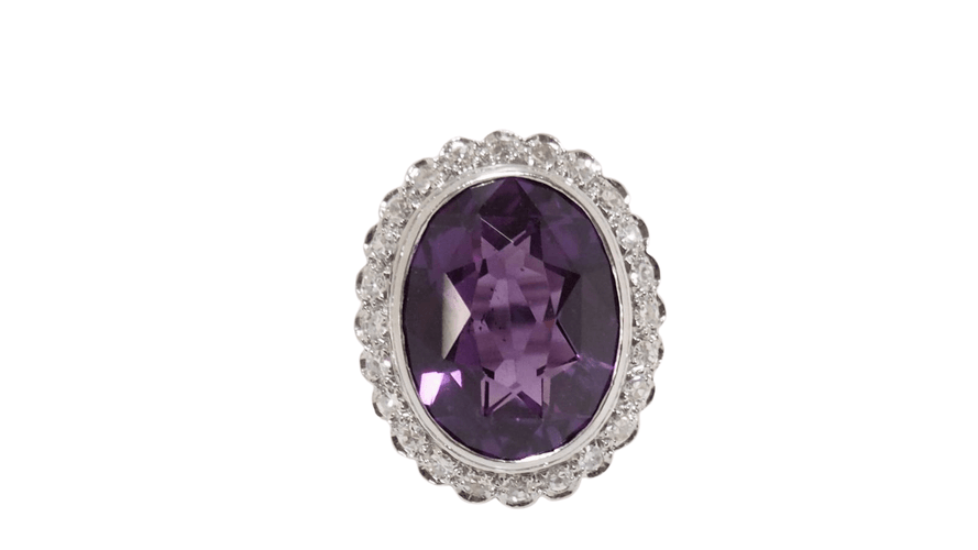 Bague Bague Pompadour or blanc et platine saphir violet et diamants 58 Facettes 31305
