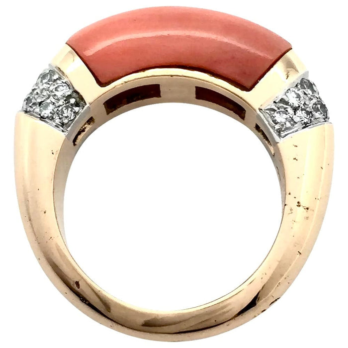 Bague 51 Bague Cartier or jaune et platine, corail, diamants. 58 Facettes 30637