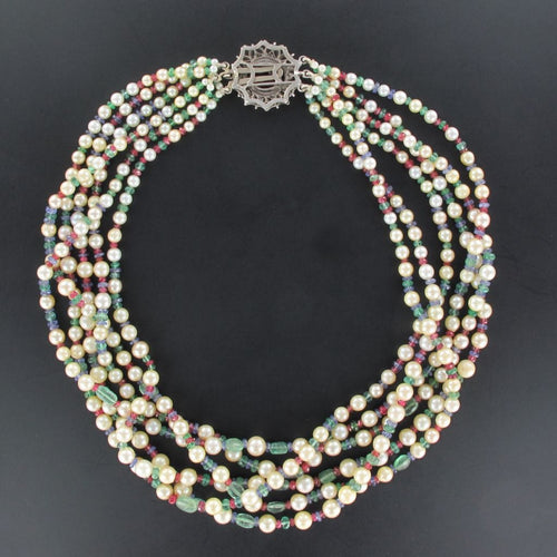 Collier Collier Perles, Emeraudes, Saphirs, Rubis et Spinelles 58 Facettes 03-134-4188853