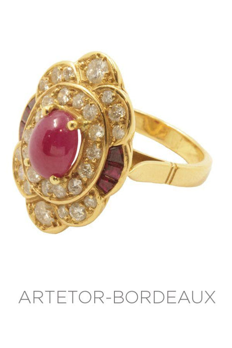 Ring 54 Ruby diamond ring 58 Facettes 3291