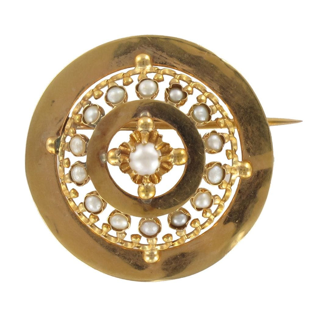 Broche à Col Ancienne En Plaqué Or Avec Perles, Style Italien Vintage - Occasion