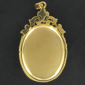 Chaîne Vintage Médaillon Or Jaune 14K Et Argent - à Personnaliser Avec Photo - Occasion