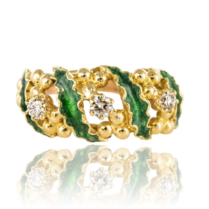 Bague 48 Bague diamants et émail vert 58 Facettes 12-101-6083787-49