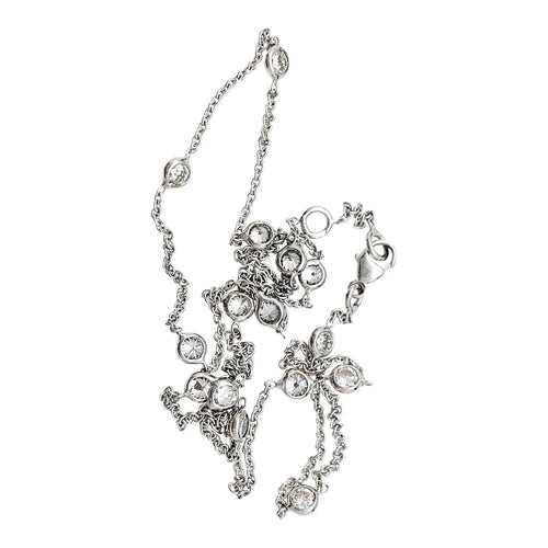 Collier Collier gouttière en or blanc serti de 15 diamants. 58 Facettes 30536