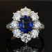 Ring 56 Daisy ring sapphire diamonds gold platinum 58 Facettes AG234HL-56
