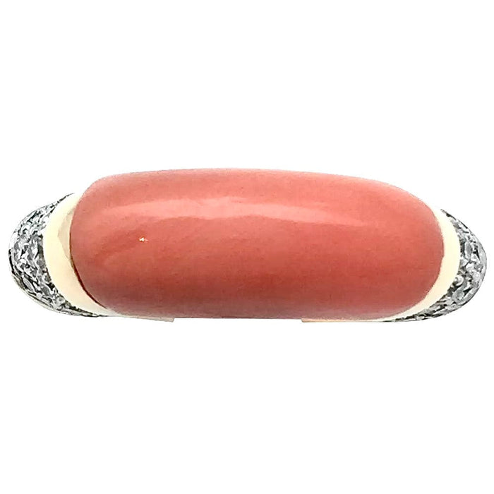 Bague 51 Bague Cartier or jaune et platine, corail, diamants. 58 Facettes 30637