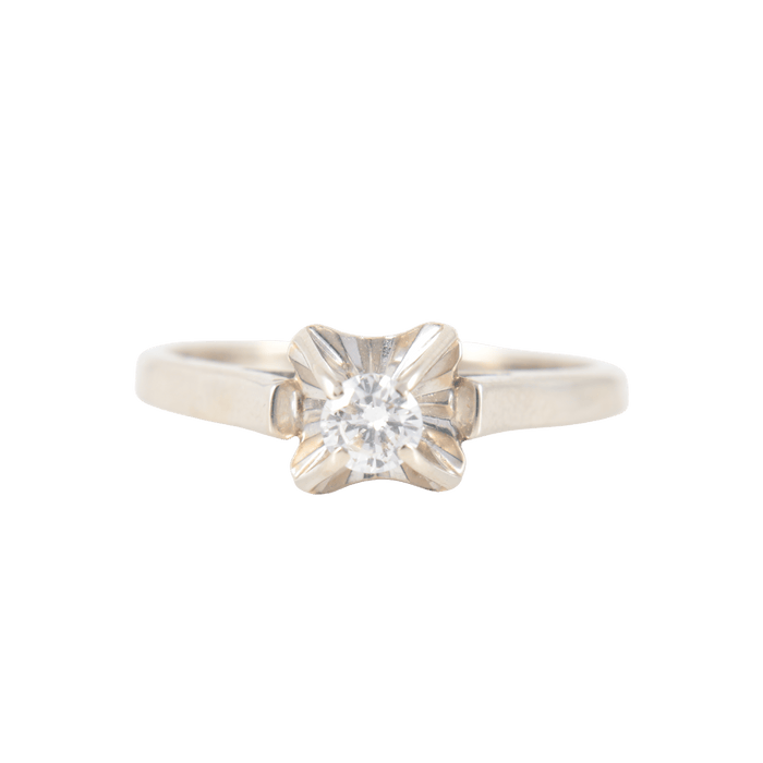 Bague 54 Solitaire Diamant or blanc 58 Facettes 1