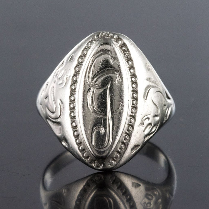 Bague 61 Chevalière ancienne argent 58 Facettes 19-463A-55