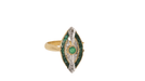 Ring 54 Old ring from the beginning of the XNUMXth century in yellow gold, emeralds and diamonds 58 Facettes 31726