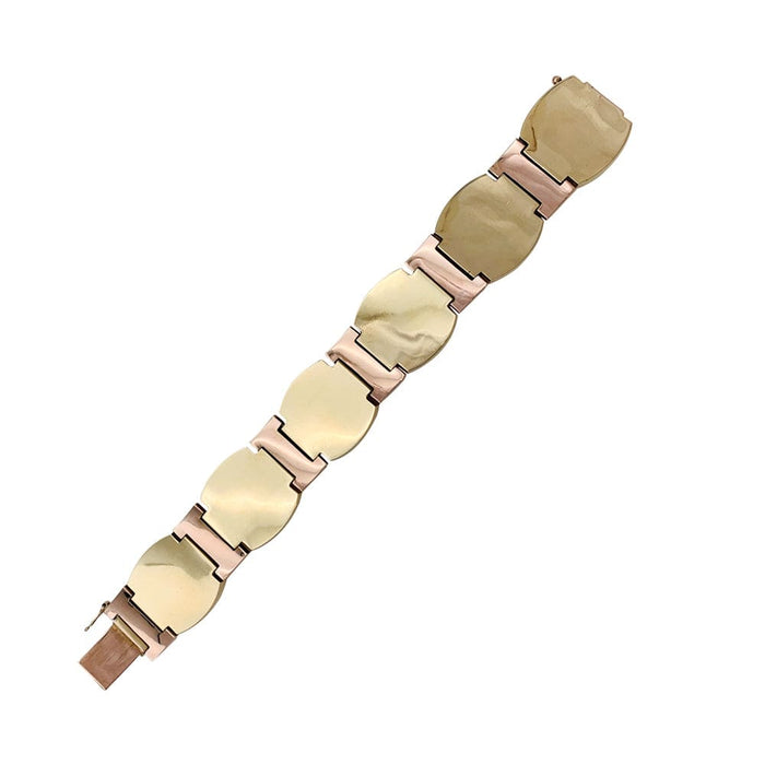 Tank bracelet in yellow gold and pink gold.