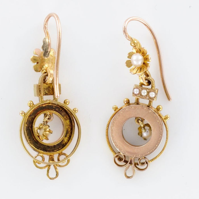 Boucles d'oreilles Boucles d'oreilles anciennes or rose perles fines 58 Facettes 19-577
