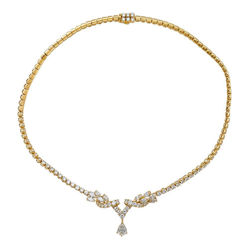 Collier Collier or jaune, diamant poire 1.02 ct, diamants navette et brillant. 58 Facettes 30530