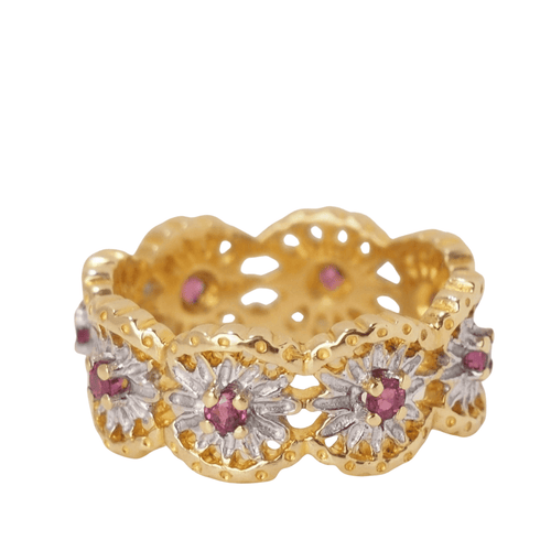 Bague 54 Bague ajourée en Or 2 tons, rubis 58 Facettes 31804