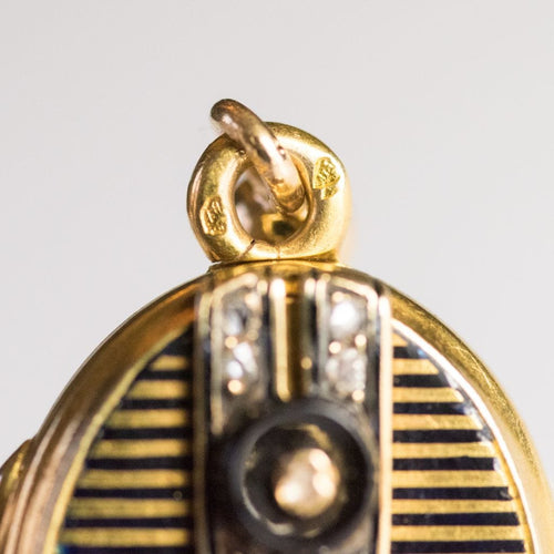 Collier Collier ancien médaillon et coulants émaillés et diamants 58 Facettes 18-357