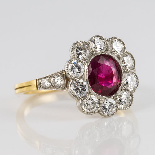 Bague 55 Bague rubis entourage diamants 58 Facettes CQ596-51