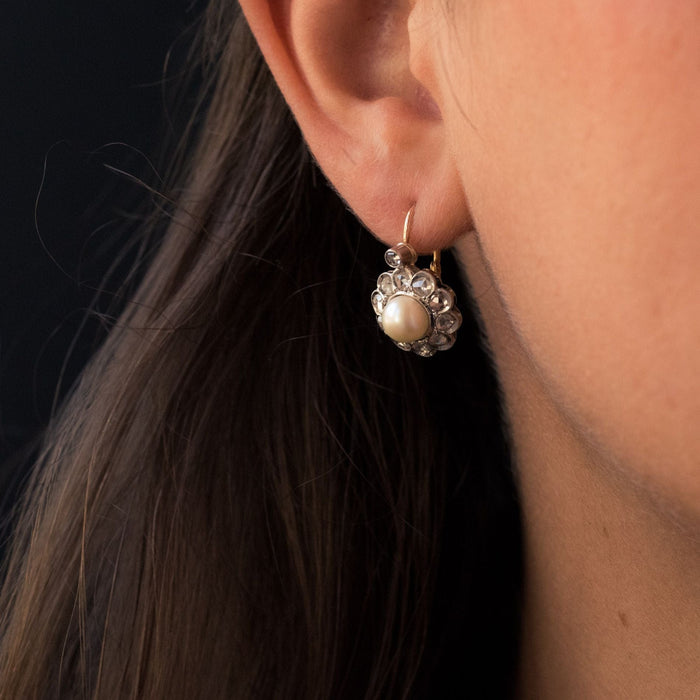 Boucles d'oreilles Boucles d'oreilles anciennes perles diamants 58 Facettes 20-194