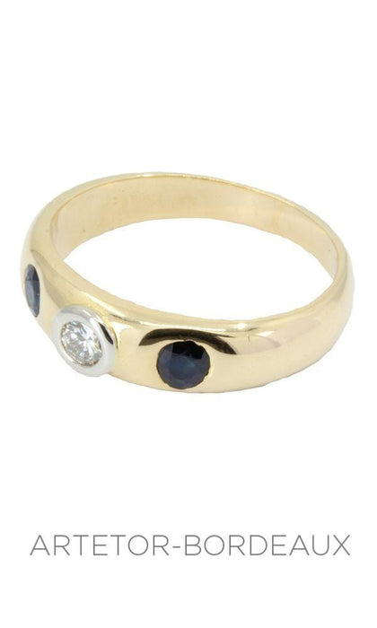 Ring 60 Sapphire and diamond bangle ring 58 Facettes 31381