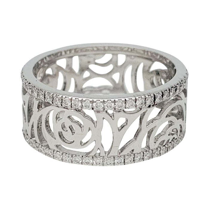 Chanel ring, "Camélia" model, in white gold and diamonds.
