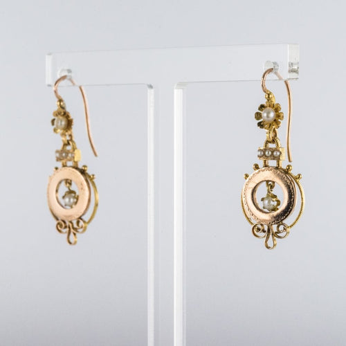 Boucles d'oreilles Boucles d'oreilles anciennes or rose perles fines 58 Facettes 19-577