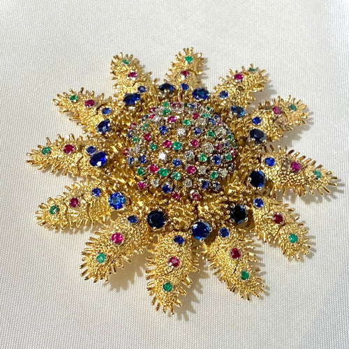 Broche Broche Oursin  saphirs & diamants et or jaune 58 Facettes CEY8
