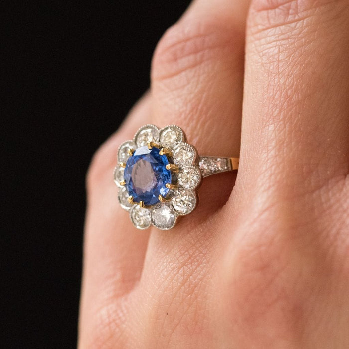 Bague 51 Bague saphir bleu et diamants 58 Facettes G44-8198953-51-1