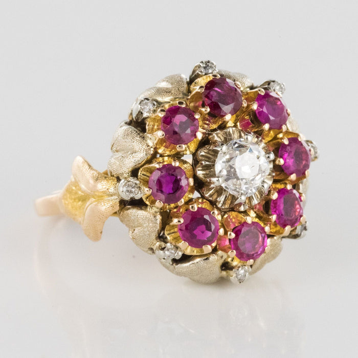 Bague 50 Bague ancienne fleur diamants et rubis 58 Facettes 20-168-48