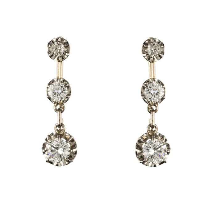 Boucles d'oreilles Boucles d'oreilles trembleuses diamants 19ème siècle 58 Facettes 18-145