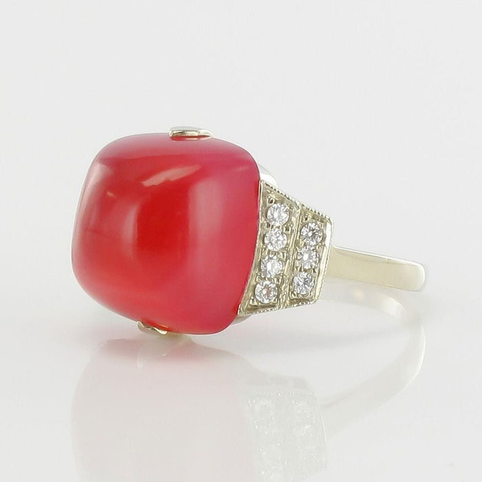 Bague 53 Bague Calcédoine pain de sucre et Diamants 58 Facettes 17-261-53-1