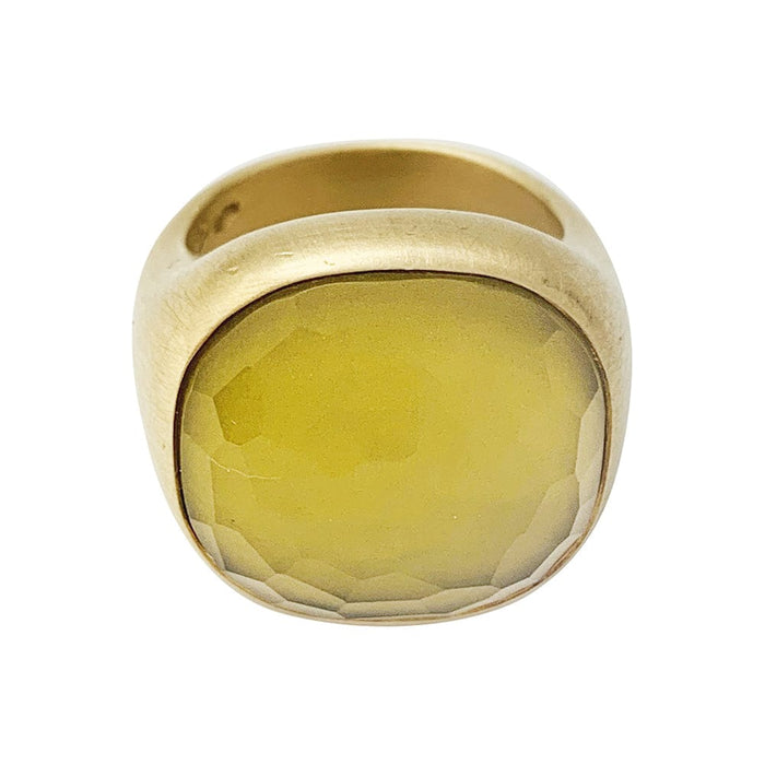 Bague Pomellato "Cipria" en or jaune et quartz lemon.