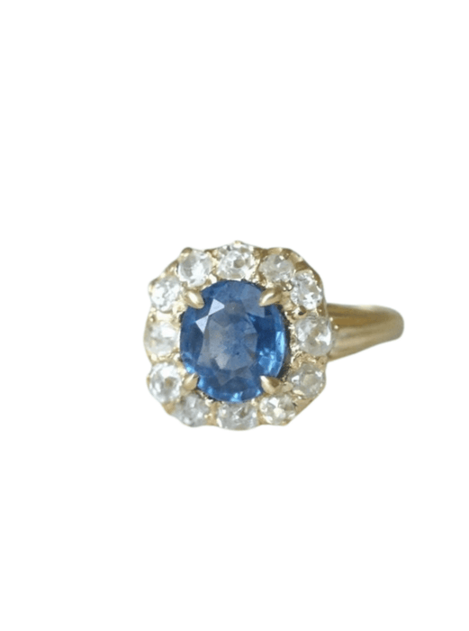 Bague Bague marguerite saphir entourage diamants 58 Facettes