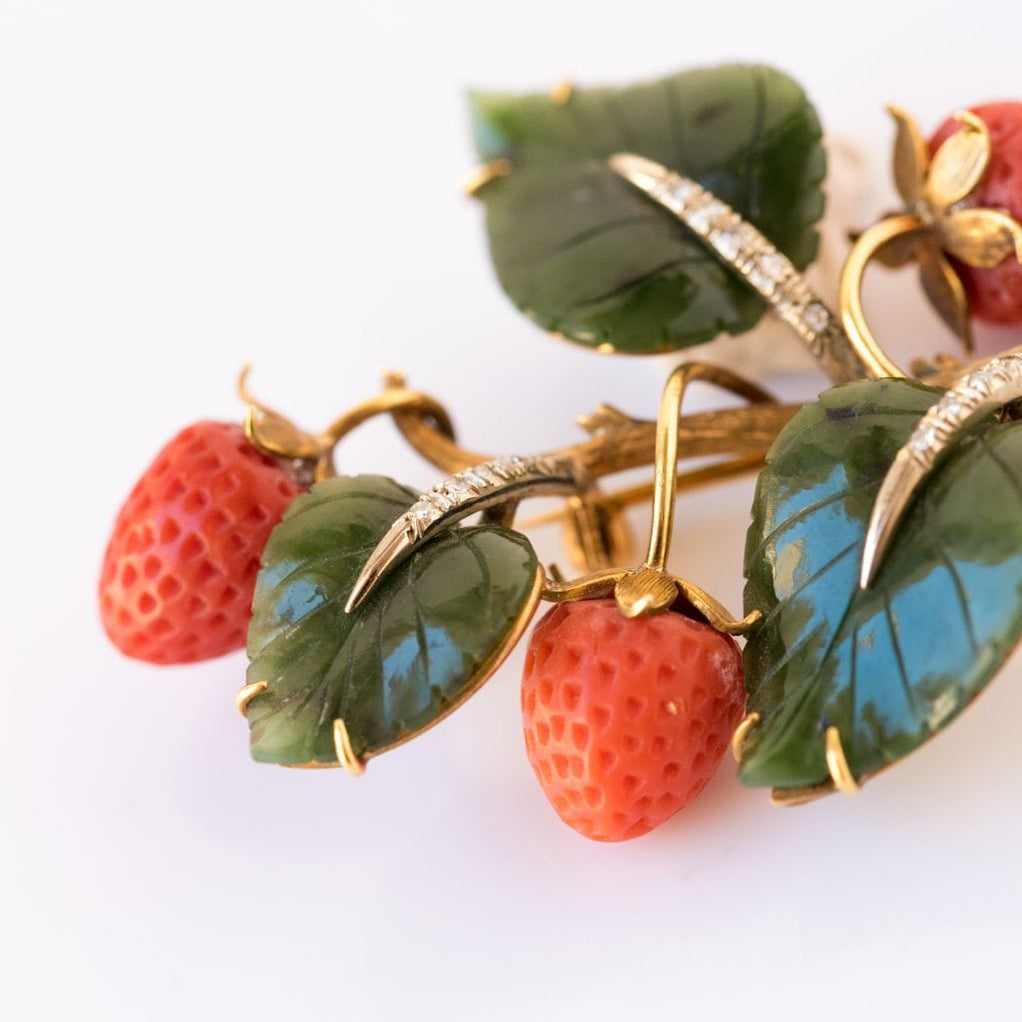 VINTAGE BIJOU ANCIEN BROCHE Fleurs feuilles laiton ou cuivre strass