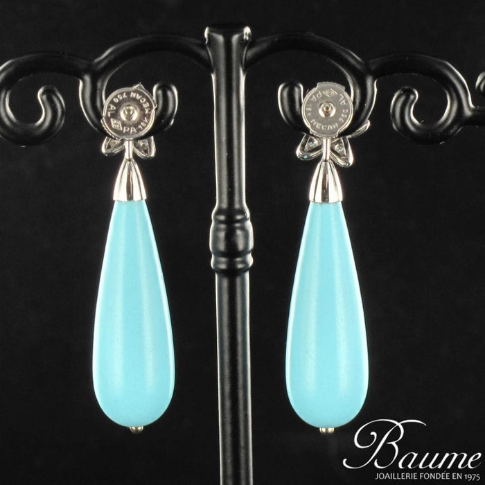 Boucles d'oreilles Boucles d'oreilles diamants et goutte de turquoise 58 Facettes 13-058-8244953