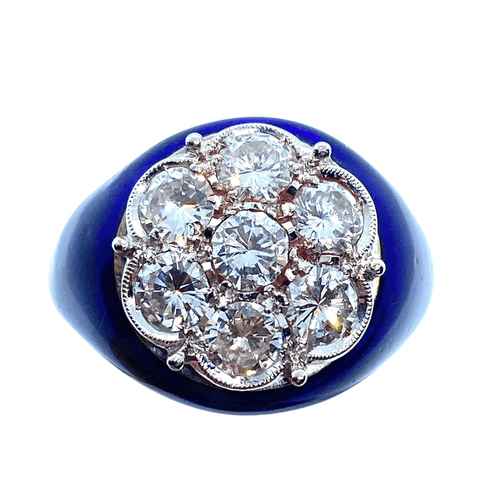 Bague Bague diamants émaillés bleus 58 Facettes