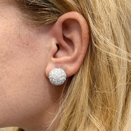 Boucles d'oreilles Boucles d'oreilles demi-sphères en or blanc et diamants. 58 Facettes 29942