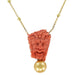 Coral cameo necklace, gold pearl and gold pearls 58 Facettes 16-236