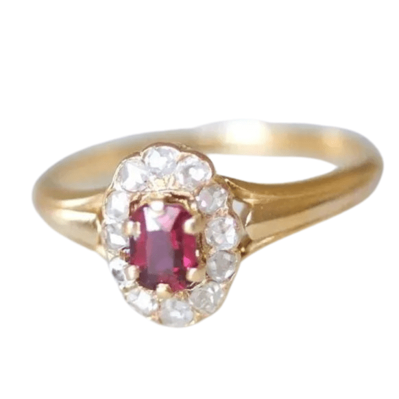 Bague Bague en or rose, rubis, diamants 58 Facettes