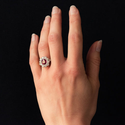 Bague 55 Bague rubis entourage diamants 58 Facettes CQ596-51